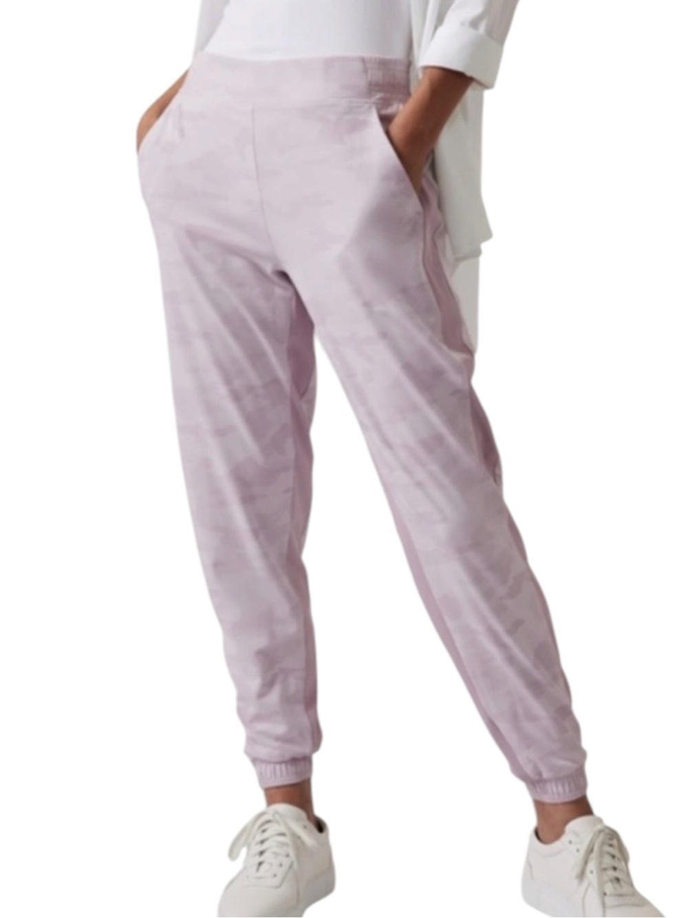 ATHLETA Brooklyn Lined Jogger Lavender Camo Camouflage Pockets Size 12 T